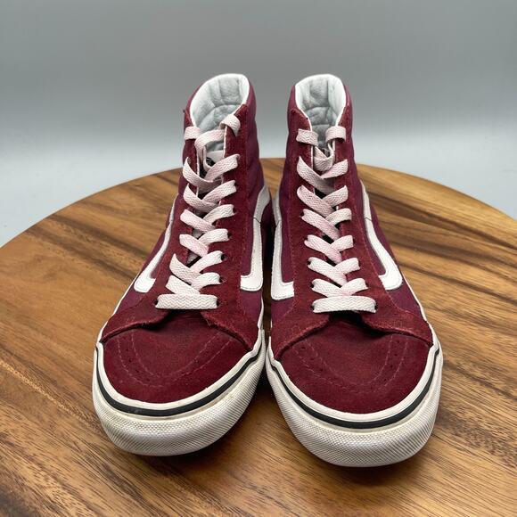 VANS SK8 HI Shoes Womens 7.5 Red Suede Skateboarding Comfort Walking Sneakers - Picture 2 of 8